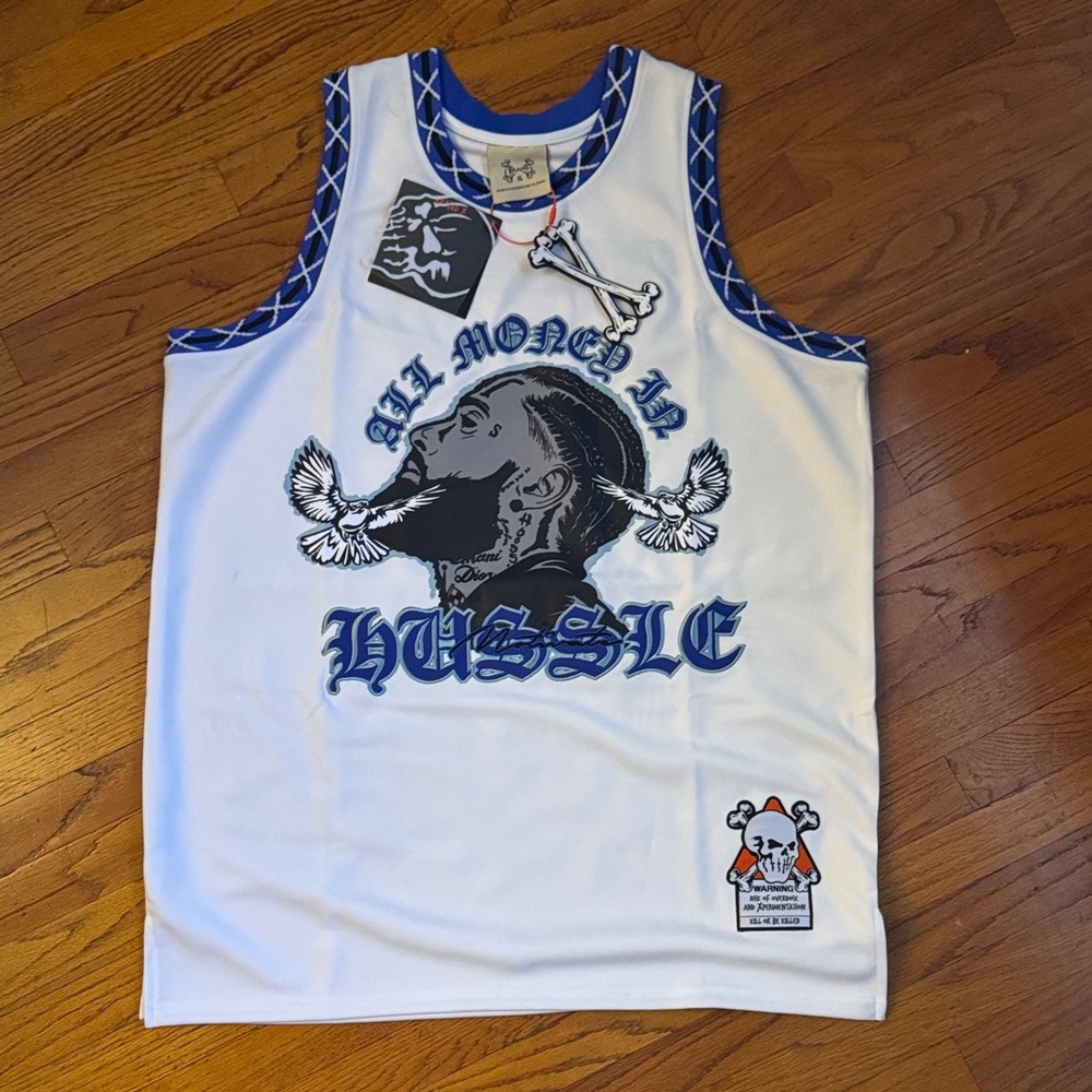 White and Blue Graphic Men's Tank Top